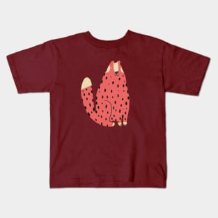 Bright pink cat, sitting  pink leopard Kids T-Shirt